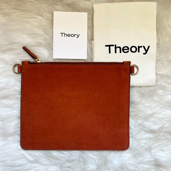 New! THEORY Clutch Crossbody Bag in Burnt Orange - Picture 4 of 11
